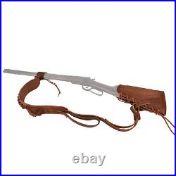 No Drill Set of Leather Gun Buttstock +Holder Loop +Gun Sling. 308.22LR. 30-30