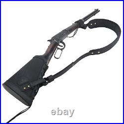 No Drilling Leather Rifle Cheek Rest Buttstock + Sling Strap with Barrel Mount