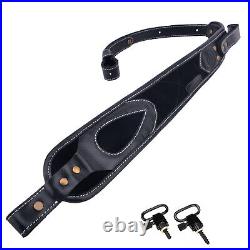 OP Shooting Leather Cow Hide Rifle Sling Shot Gun Strap & 1 Mounted Swivels