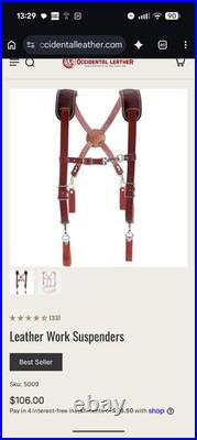 Occidental Leather Brown Leather Work Belt And Suspenders, Adjustable, Swivels