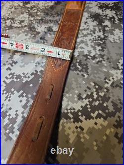 Old West Tooled Oak Leaf Pouch Handcrafted Leather Suede Backed Rifle Sling