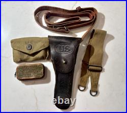 Original WWI WWII Leather Rifle sling, First Aid kit, Carry Strap, Holster
