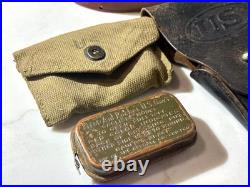 Original WWI WWII Leather Rifle sling, First Aid kit, Carry Strap, Holster