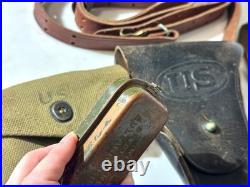 Original WWI WWII Leather Rifle sling, First Aid kit, Carry Strap, Holster
