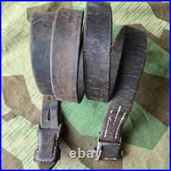 Original WWII German K98 G43 33/40 Mauser Leather Sling 1938 dated N. 63