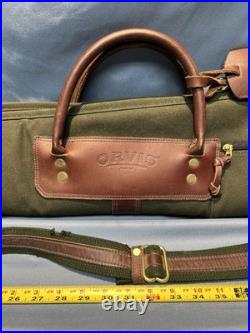 Orvis Battenkill Double Shotgun Rifle Case 54in Canvas Leather Fleece Lined