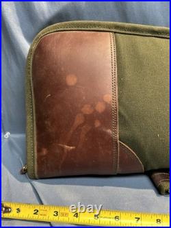 Orvis Battenkill Double Shotgun Rifle Case 54in Canvas Leather Fleece Lined