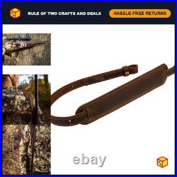 Padded Buffalo Leather Rifle Gun Sling Crazy Horse Brown, Amish Handmade, Dura