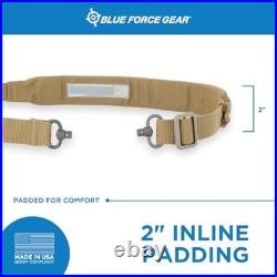 Padded Gun Sling 2 Point Quick Adjuster Push Button QD Swivels Coyote Brown