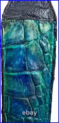Padded RIFLE Firearm SLING with Authentic ALLIGATOR skin Aqua blue leather strap