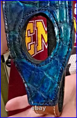 Padded RIFLE Firearm SLING with Authentic ALLIGATOR skin Aqua blue leather strap