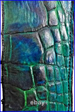 Padded RIFLE Firearm SLING with Authentic ALLIGATOR skin Aqua blue leather strap