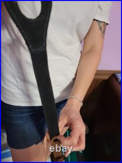 Padded RIFLE Firearm SLING with Authentic ALLIGATOR skin Aqua blue leather strap