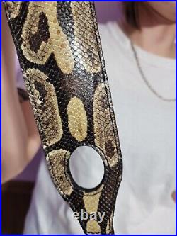 Padded RIFLE Firearm SLING with Authentic BALL PYTHON Snake skin brown leather