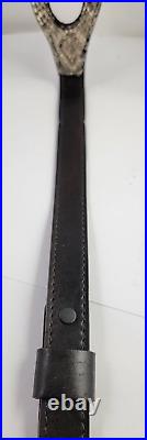 Padded RIFLE Firearm SLING with Authentic RATTLESNAKE skin brown leather strap