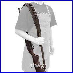 Padded Rifle Shoulder Strap with Thumb Hole Leather Ammo Shell Holder