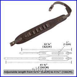 Padded Rifle Shoulder Strap with Thumb Hole Leather Ammo Shell Holder