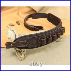 Padded Rifle Shoulder Strap with Thumb Hole Leather Ammo Shell Holder