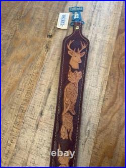 Pathfinder Deer Embossed Padded Leather Rifle Sling Strap Vintage