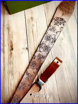Personalized Leather Rifle Sling Floral Vintage Ladies Womens Rifle Sling