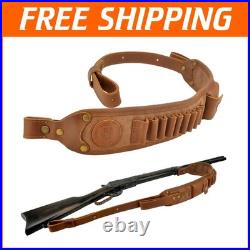 Premium Leather Rifle Shoulder Sling with Cartridge Holder Adjustable Comfort