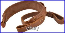 Premium Leather Rifle Shoulder Sling with Cartridge Holder Adjustable Comfort