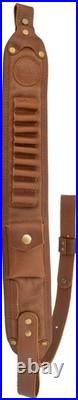 Premium Leather Rifle Shoulder Sling with Cartridge Holder Adjustable Comfort