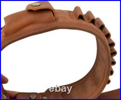 Premium Leather Rifle Shoulder Sling with Cartridge Holder Adjustable Comfort