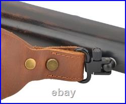 Premium Leather Rifle Shoulder Sling with Cartridge Holder Adjustable Comfort