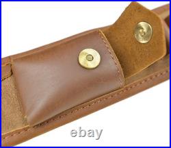 Premium Leather Rifle Shoulder Sling with Cartridge Holder Adjustable Comfort
