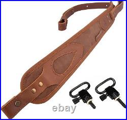 Premium Padded Leather Rifle Sling with Cheek Rest Pad Unmatched Comfort