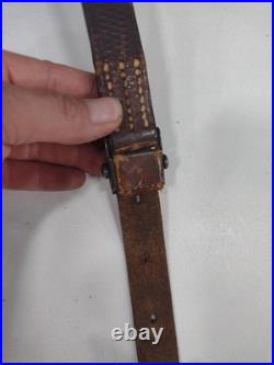 Rare 1800's Hunting 2 Point Brown Leather Rifle Sling With Metal Swivels 1800s