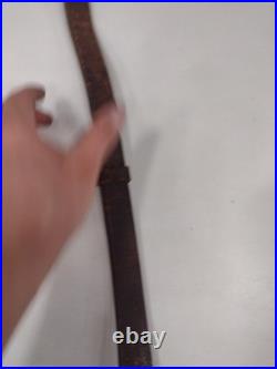 Rare 1800's Hunting 2 Point Brown Leather Rifle Sling With Metal Swivels 1800s