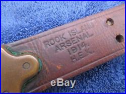 Rare Ww1 Original Us Military Springfield Rifle Leather Sling Made Ria In 1914
