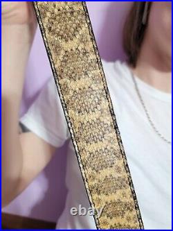 Rattlesnake skin RIFLE Firearm padded SLING with Authentic brown leather strap