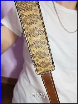 Rattlesnake skin RIFLE Firearm padded SLING with Authentic brown leather strap