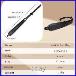 Retro Black Leather Rifle Sling Gun Carry Strap Shooting+ 2 Pcs Swivels