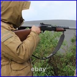 Retro Black Leather Rifle Sling Gun Carry Strap Shooting+ 2 Pcs Swivels