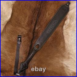Retro Black Leather Rifle Sling Gun Carry Strap Shooting+ 2 Pcs Swivels