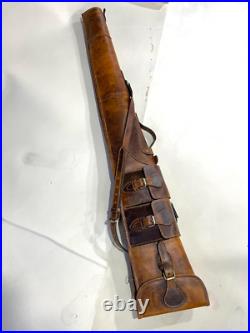 Rifle Bag Hunting Leather Cowhide Shoulder Shotgun Sling Strap Case Storage 50