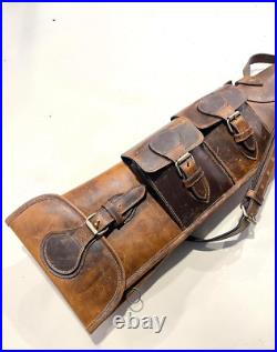 Rifle Bag Hunting Leather Cowhide Shoulder Shotgun Sling Strap Case Storage 50