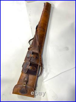 Rifle Bag Hunting Leather Cowhide Shoulder Shotgun Sling Strap Case Storage 50