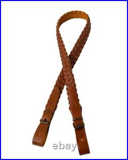 Rifle Black Leather Strap, Handmade Shoulder Strap 100 cm/40 in