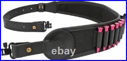 Rifle Shell Holder Bandolier Gun Sling for Shoulder Strap with Swivels Type Blac