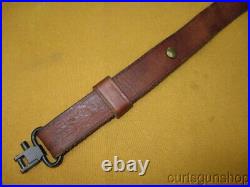 Rifle Sling 1 Inch Cobra Brown Leather Light Stitching with Q. D. Swivels