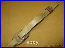 Rifle Sling 1 Inch Light Tan Leather Padded with Deer Scene