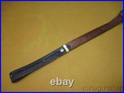 Rifle Sling Brown Leather 1 Inch Padded with Deer Scene