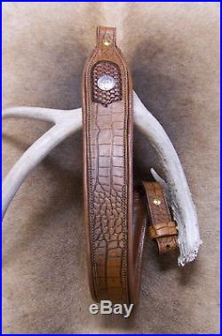 Rifle Sling, Brown Leather, Hand Tooled, Made in the USA, Roper Cross