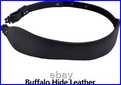 Rifle Sling Buffalo Hide Leather Sling with Swivels, Durable Gun Strap, Metal