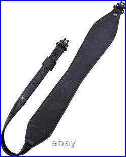 Rifle Sling Buffalo Hide Leather Sling with Swivels, Durable Gun Strap, Metal